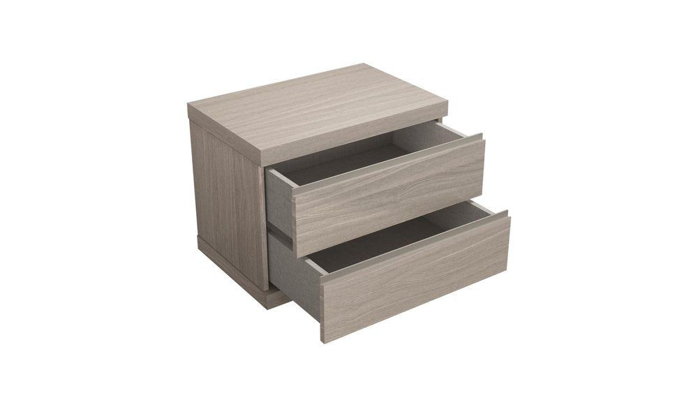 18" Beige Wood Two Drawer Nightstand