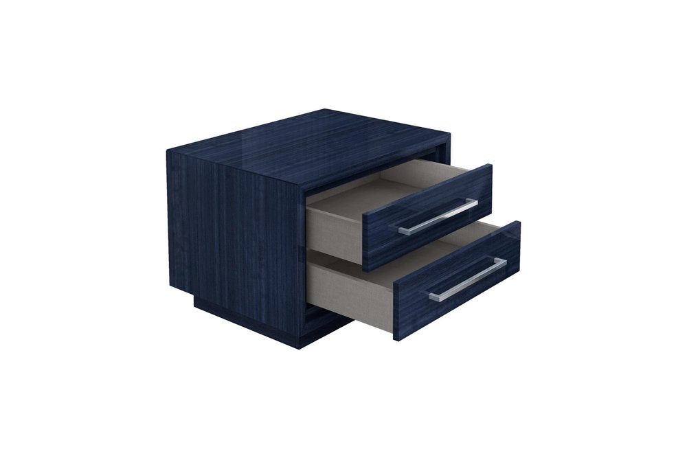 21" Sapphire Blue Wood Two Drawer Nightstand