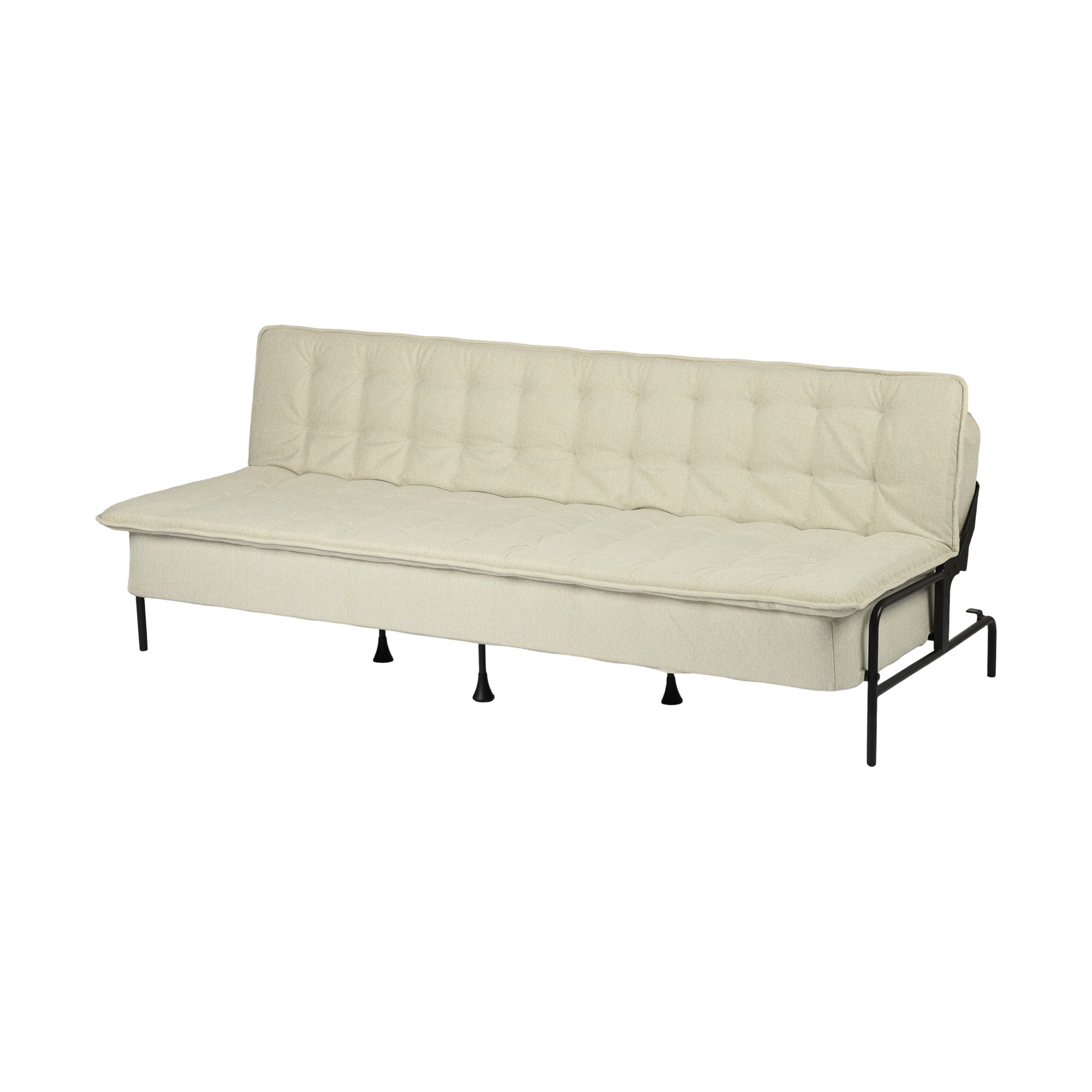 77" Beige Upholstered Convertible Futon Sleeper Sofa