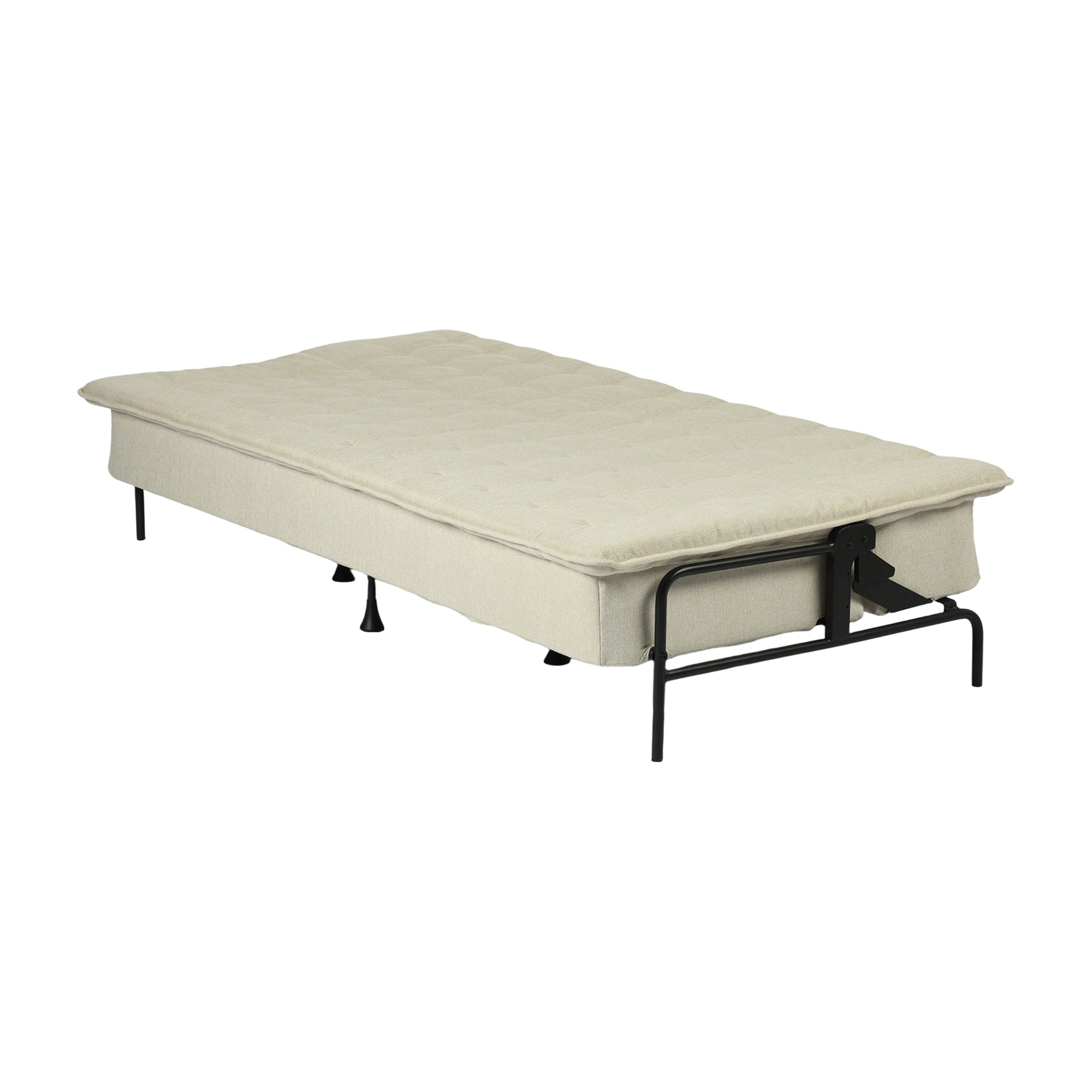 77" Beige Upholstered Convertible Futon Sleeper Sofa