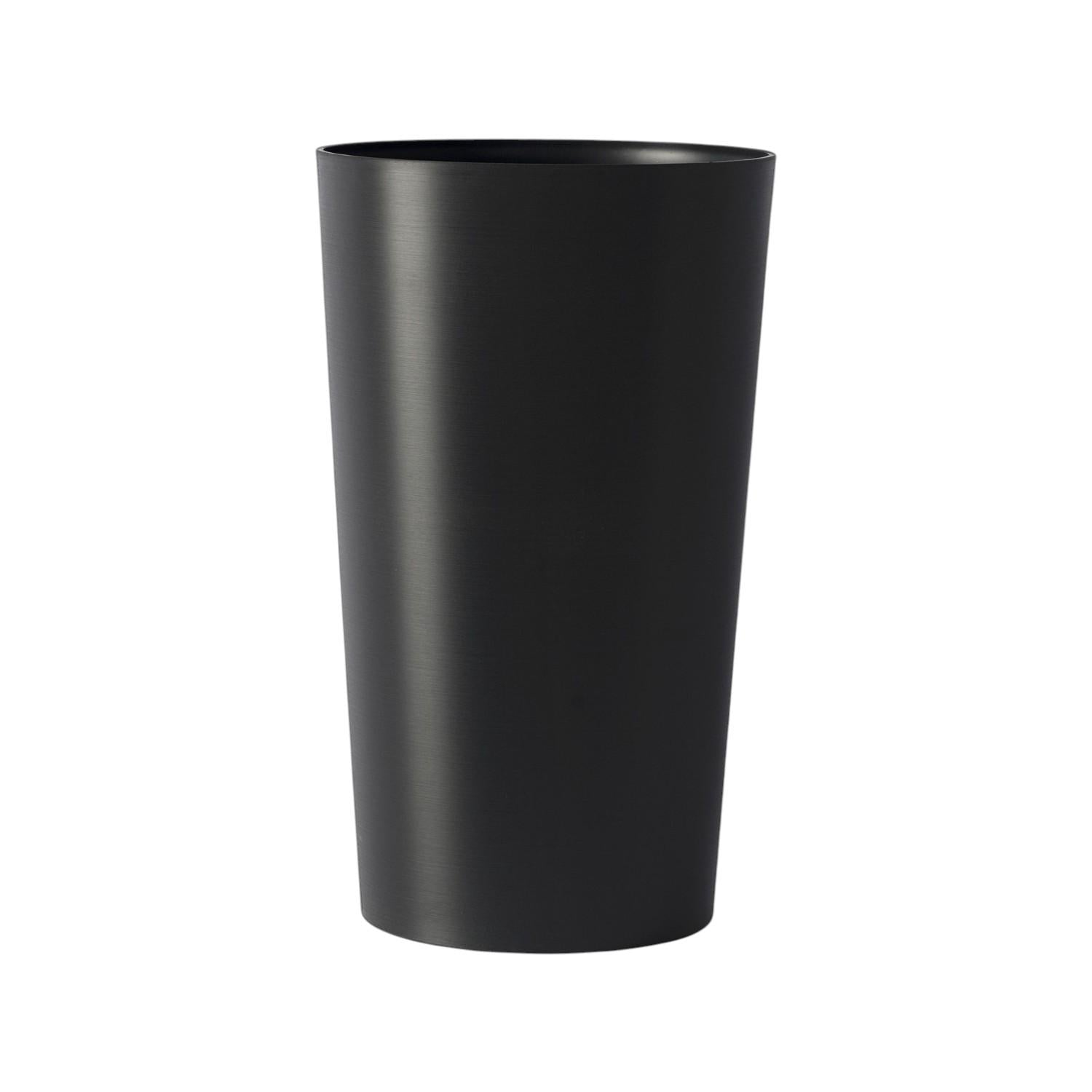Set of Two Black Heavy Duty Plastic Cylindrical Planter Pots