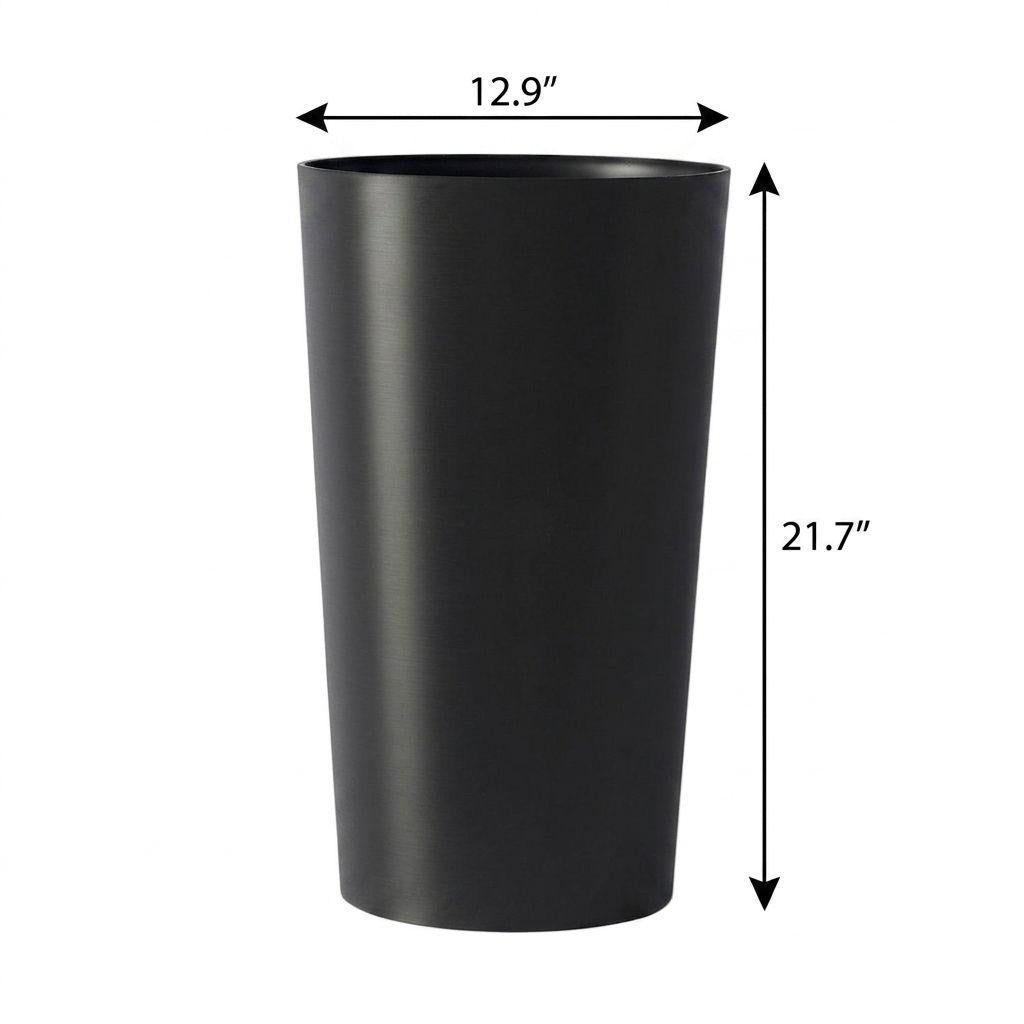 Set of Two Black Heavy Duty Plastic Cylindrical Planter Pots