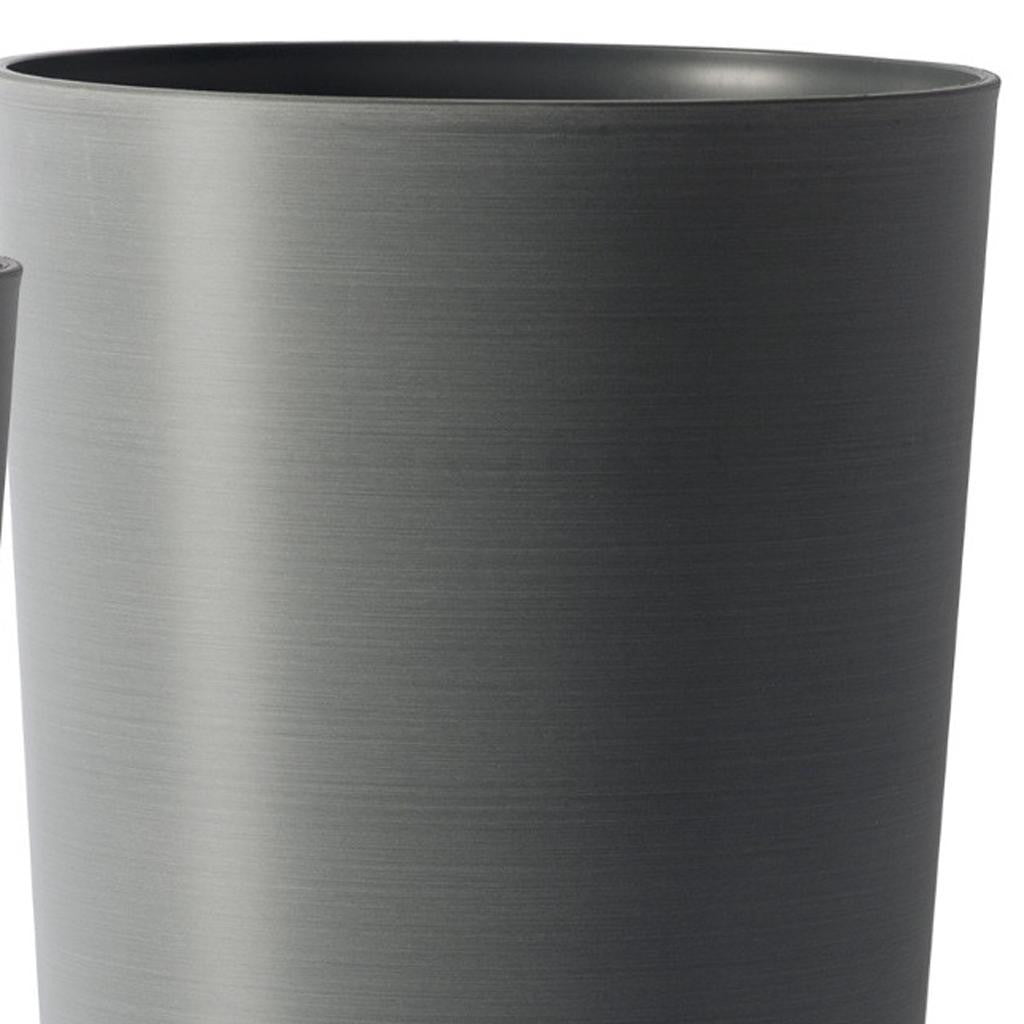 Set of Two Light Gray Heavy Duty Plastic Cylindrical Planter Pots