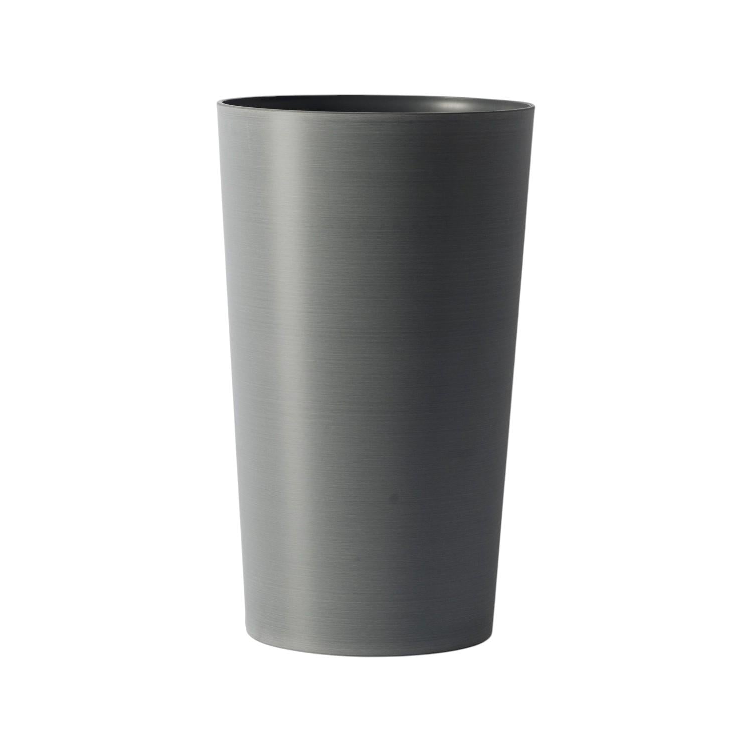Set of Two Light Gray Heavy Duty Plastic Cylindrical Planter Pots
