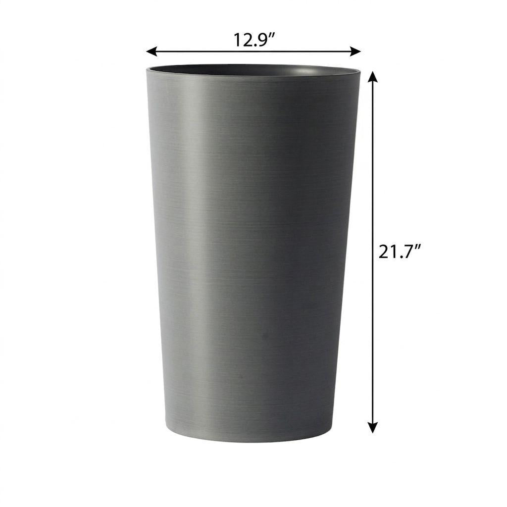 Set of Two Light Gray Heavy Duty Plastic Cylindrical Planter Pots