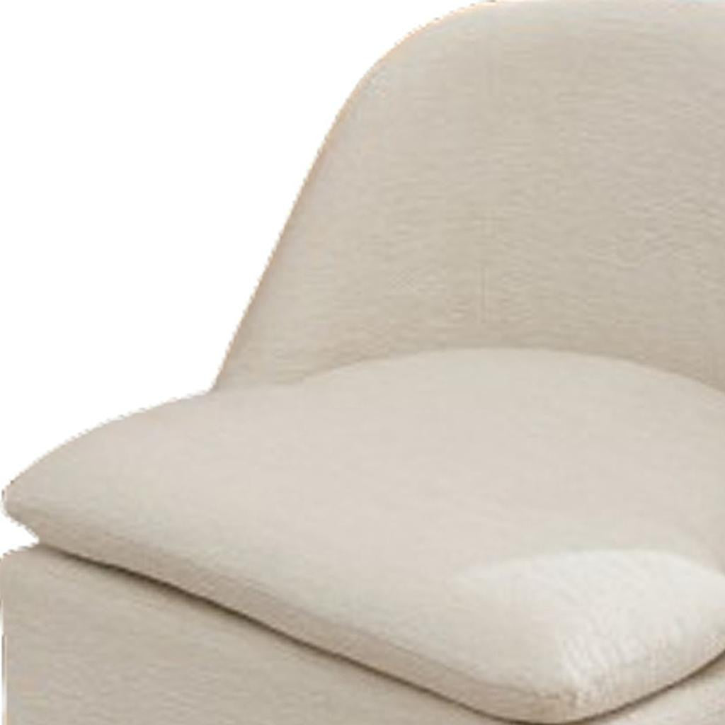 Set of Two Beige Chenille Wing Back Dining Chairs With Wheels