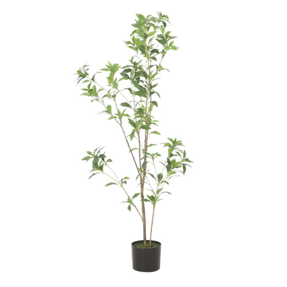 47" Green Artificial In Cylindrical Black Pot