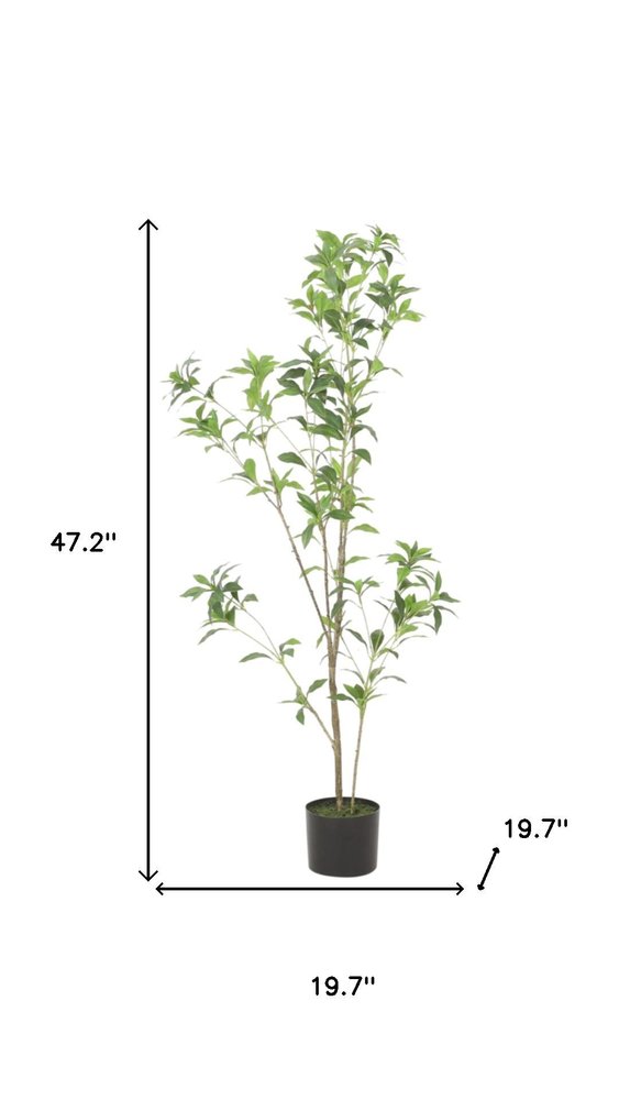 47" Green Artificial In Cylindrical Black Pot