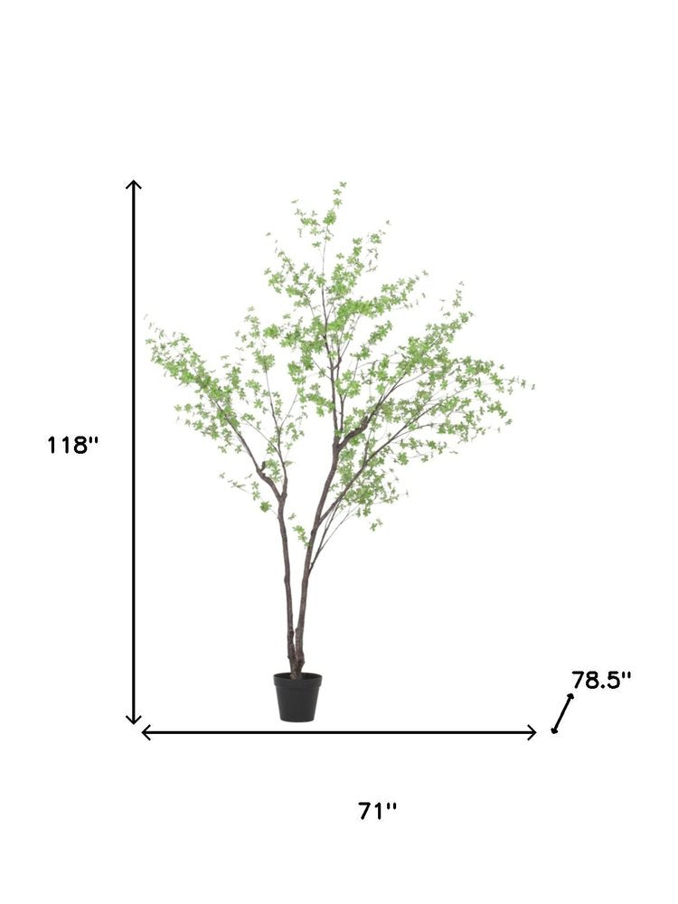 118" Green Artificial In Cylindrical Black Pot