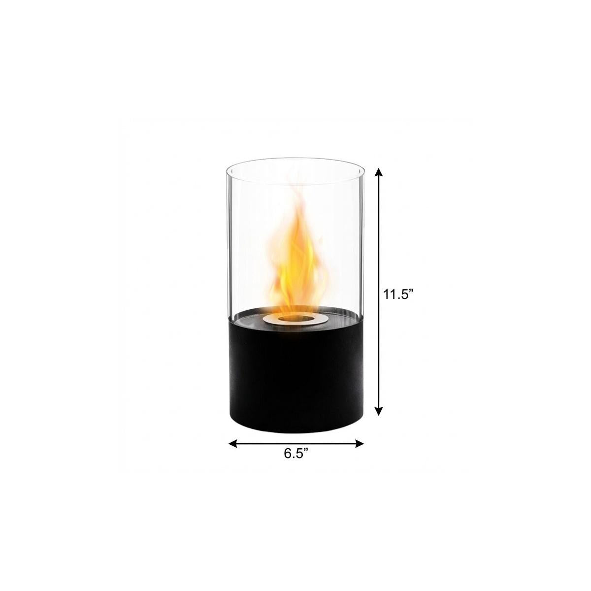 12" Black And Clear Metal And Glass BioEthanol Portable Tabletop Firepit