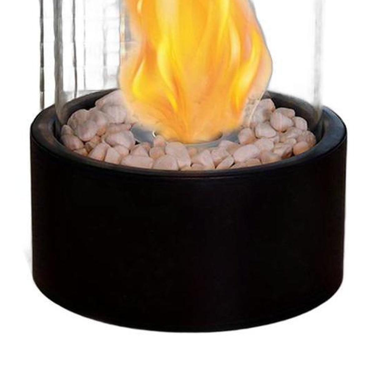 11" Black And Clear Metal And Glass BioEthanol Portable Tabletop Firepit