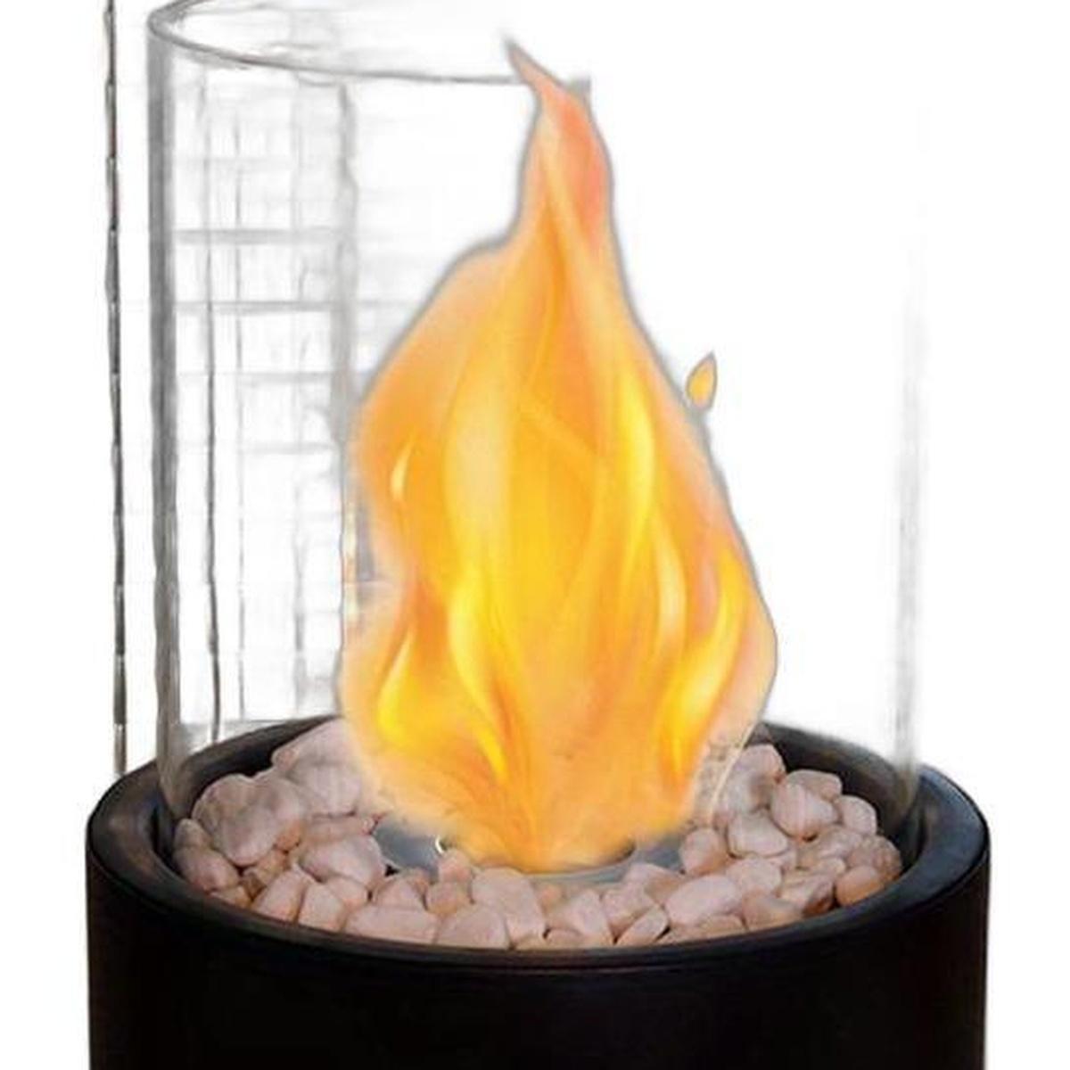 11" Black And Clear Metal And Glass BioEthanol Portable Tabletop Firepit