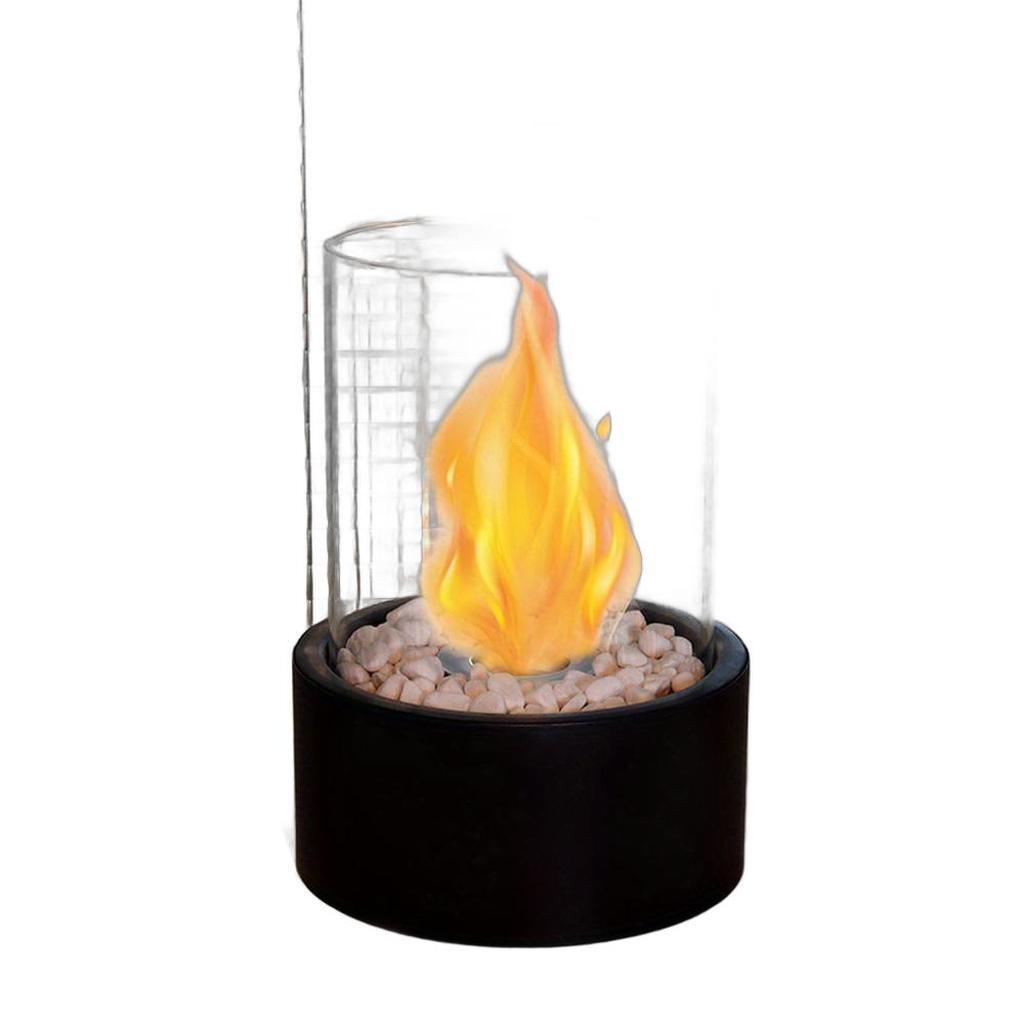 11" Black And Clear Metal And Glass BioEthanol Portable Tabletop Firepit