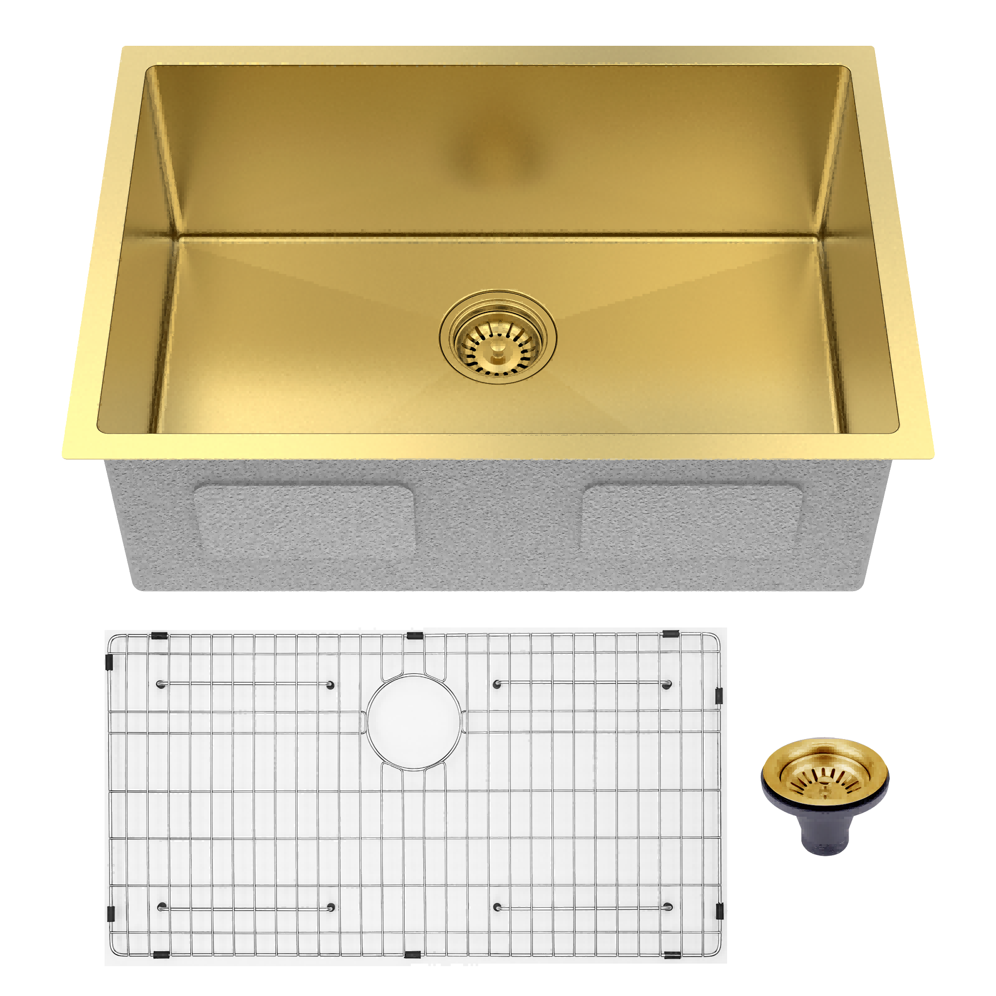 10" X 27" Gold Stainless Steel Undermount Kitchen Sink