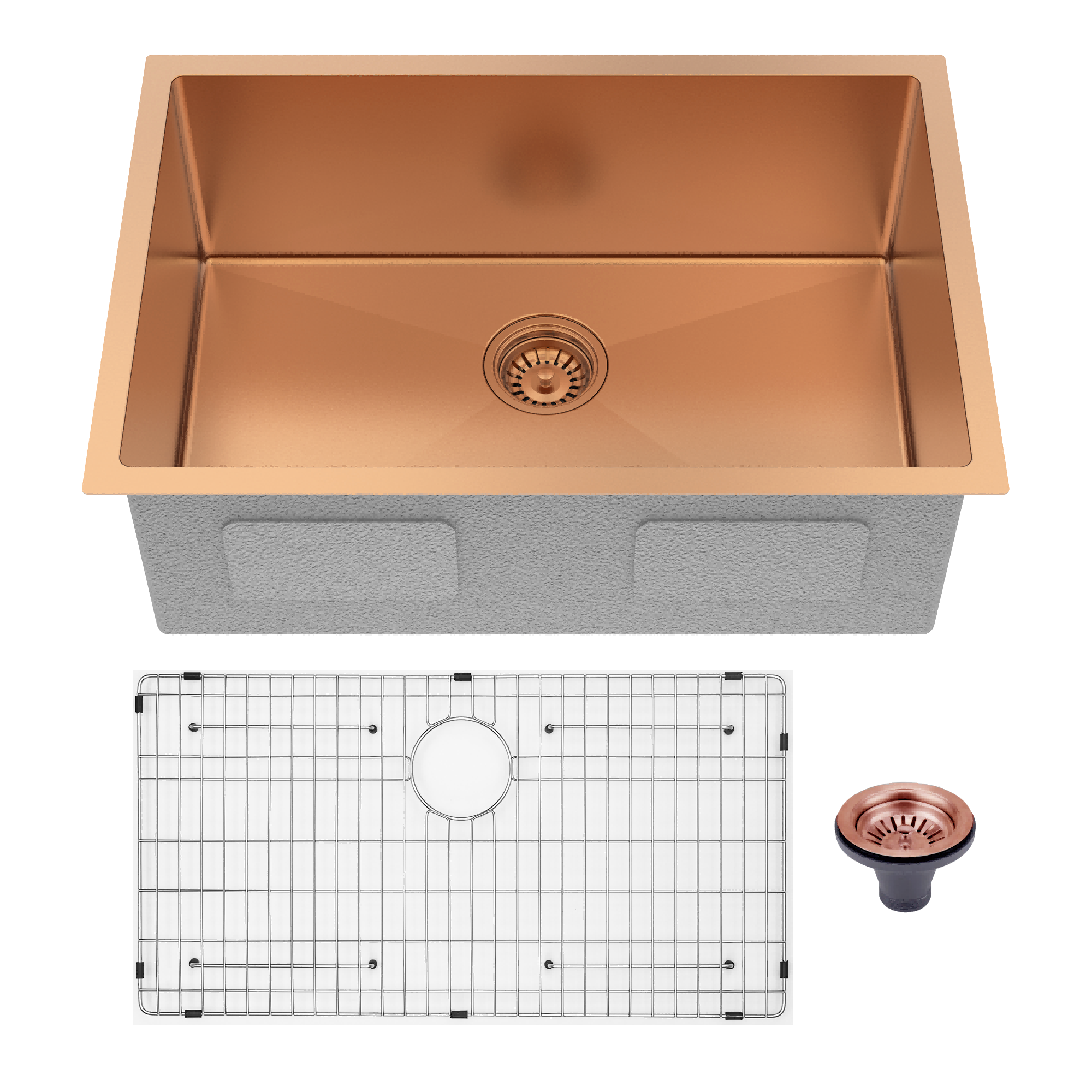 10" X 27" Rose Gold Stainless Steel Undermount Kitchen Sink