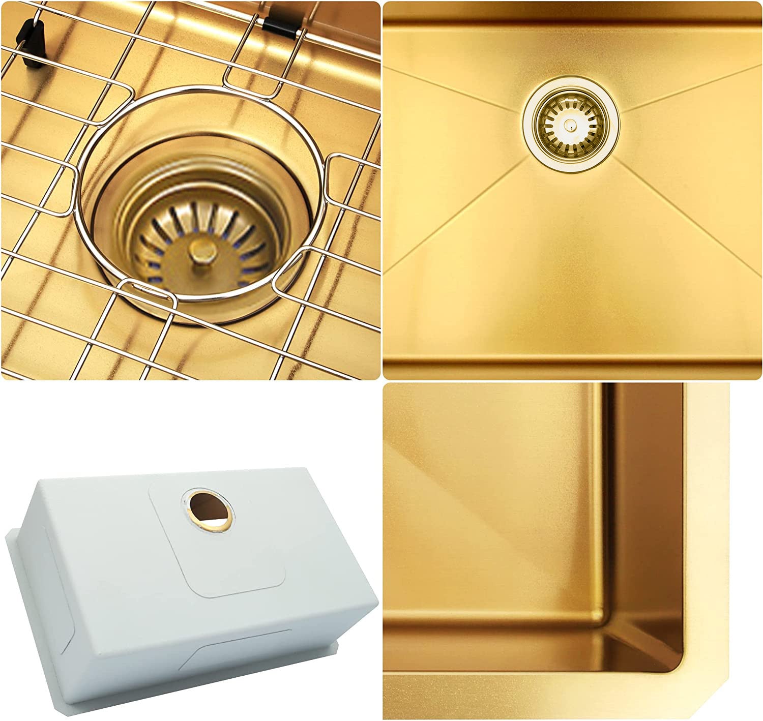 10" X 33" Gold Stainless Steel Undermount Kitchen Sink