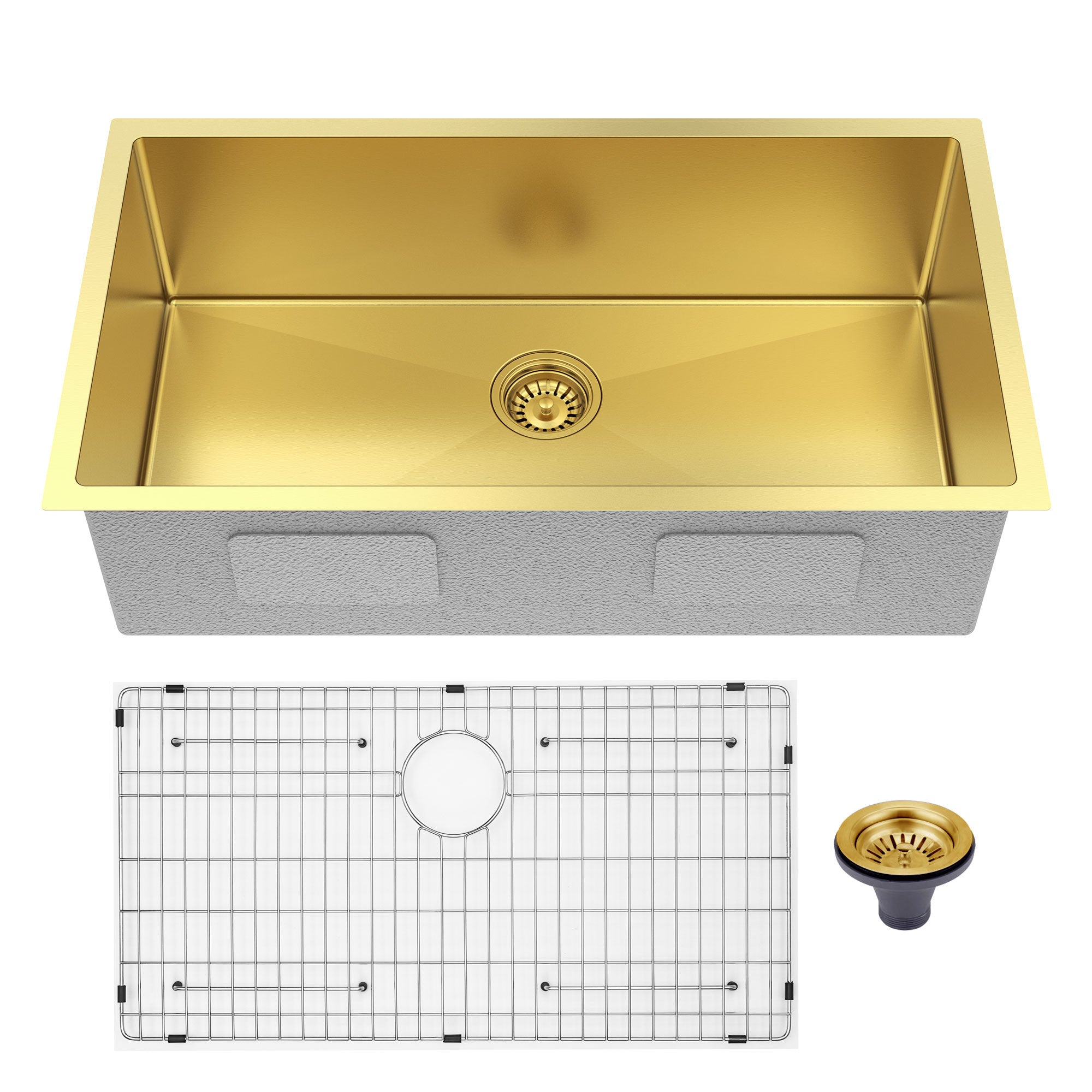 9" X 30" Gold Stainless Steel Undermount Kitchen Sink