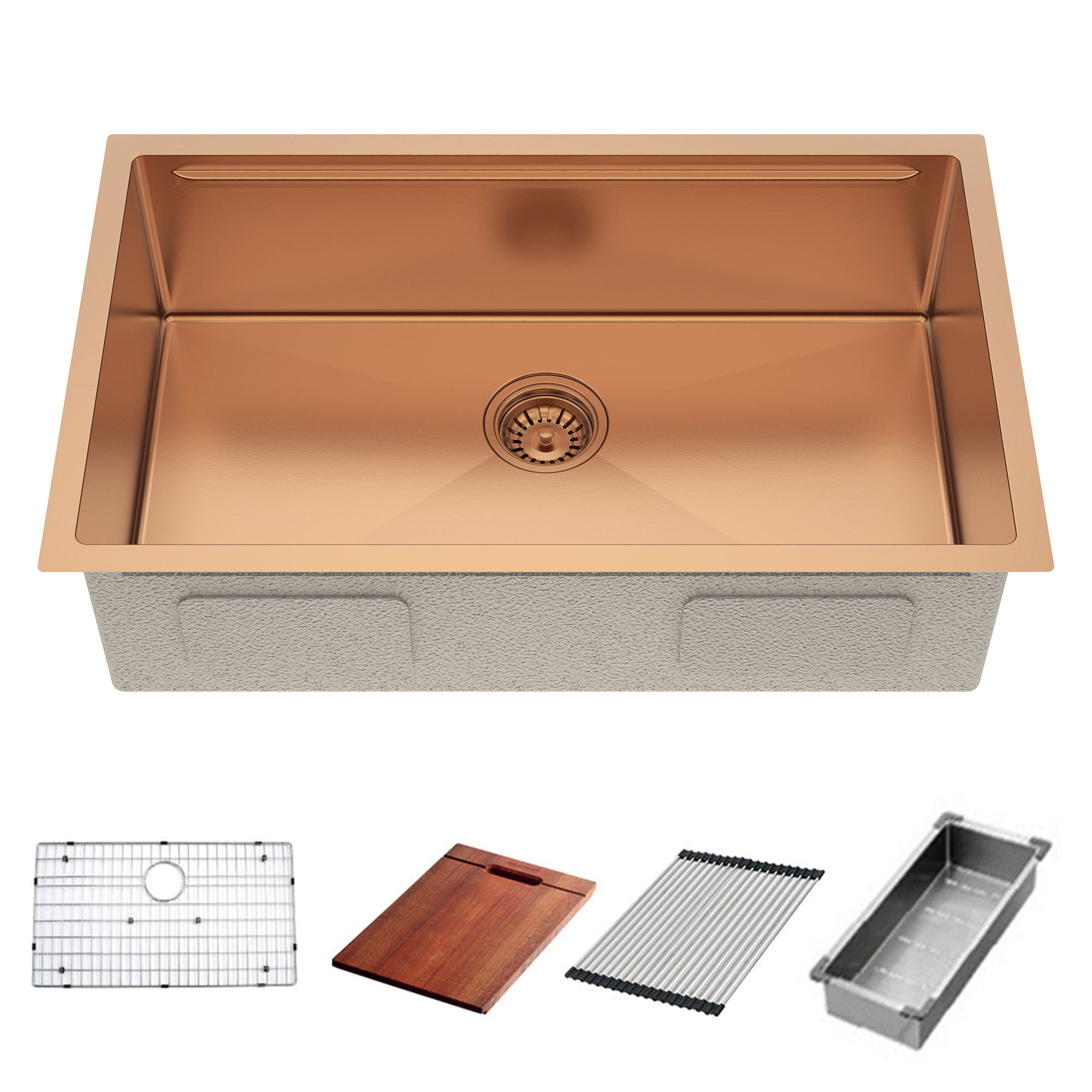9" X 30" Gold Stainless Steel Undermount Kitchen Sink