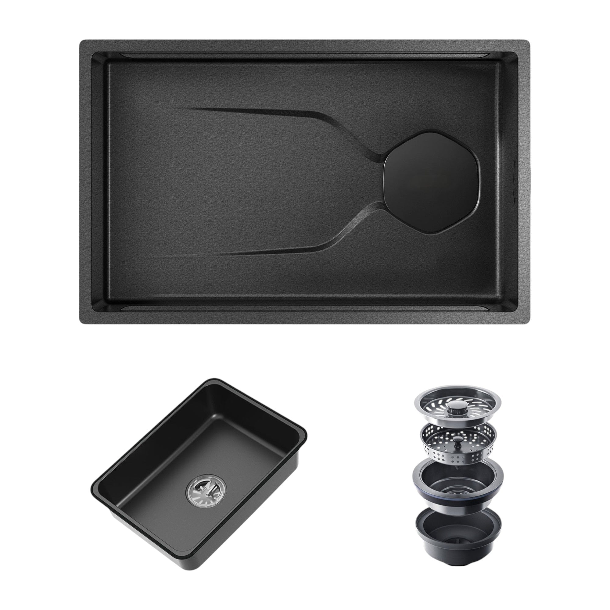 9" X 30" Black Stainless Steel Undermount Kitchen Sink