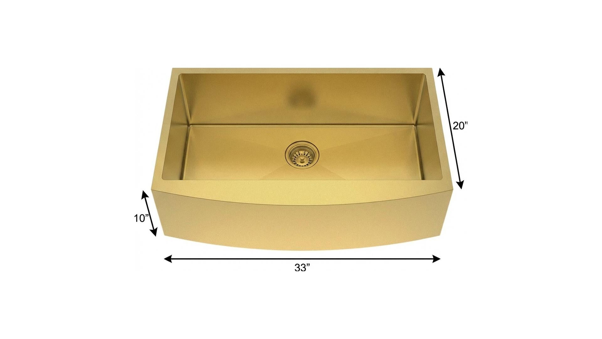 10" X 33" Gold Stainless Steel Undermount Kitchen Sink