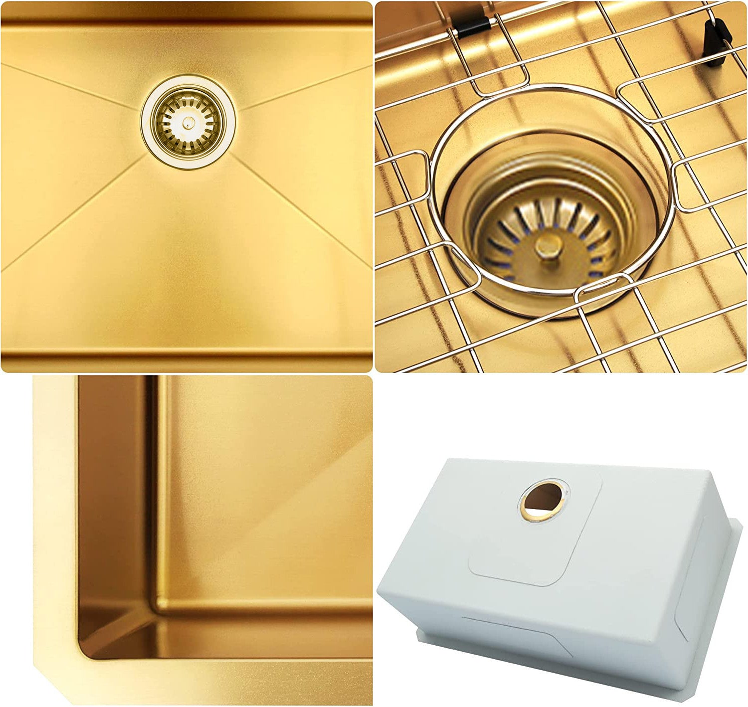 10" X 30" Gold Stainless Steel Undermount Kitchen Sink