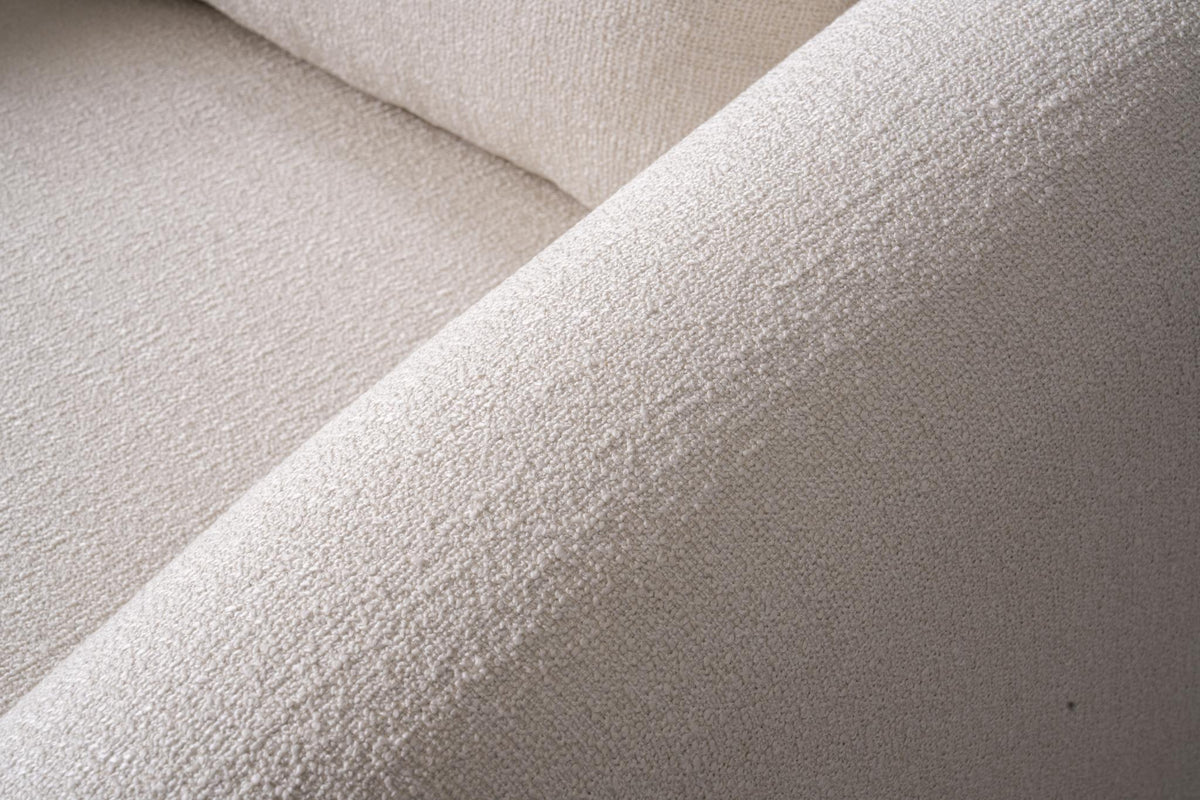 42" White Boucle Arm Chair With Lumbar Pillow