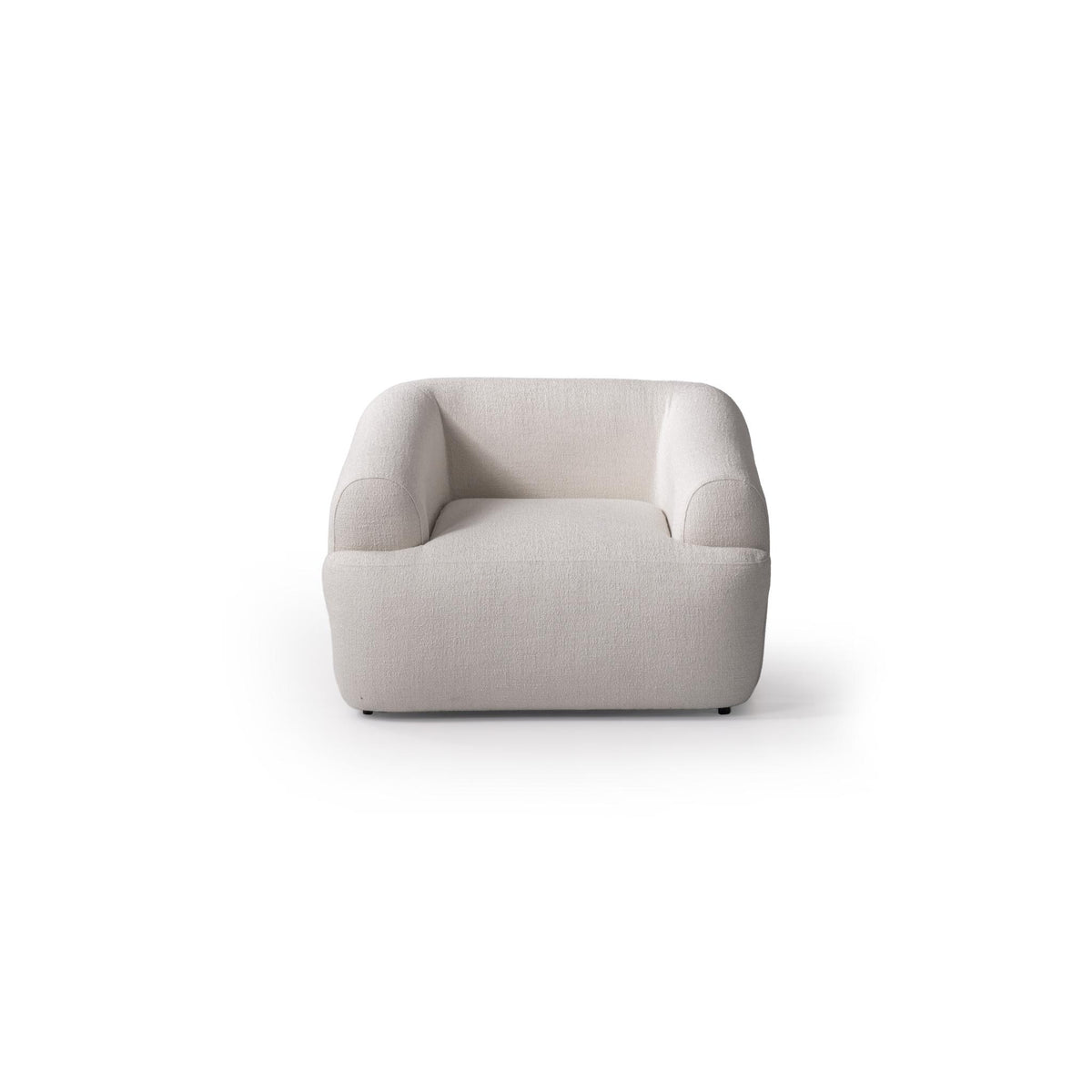 42" White Boucle Arm Chair With Lumbar Pillow