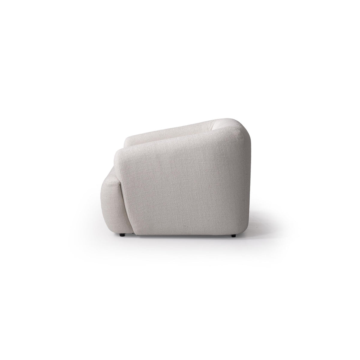 42" White Boucle Arm Chair With Lumbar Pillow