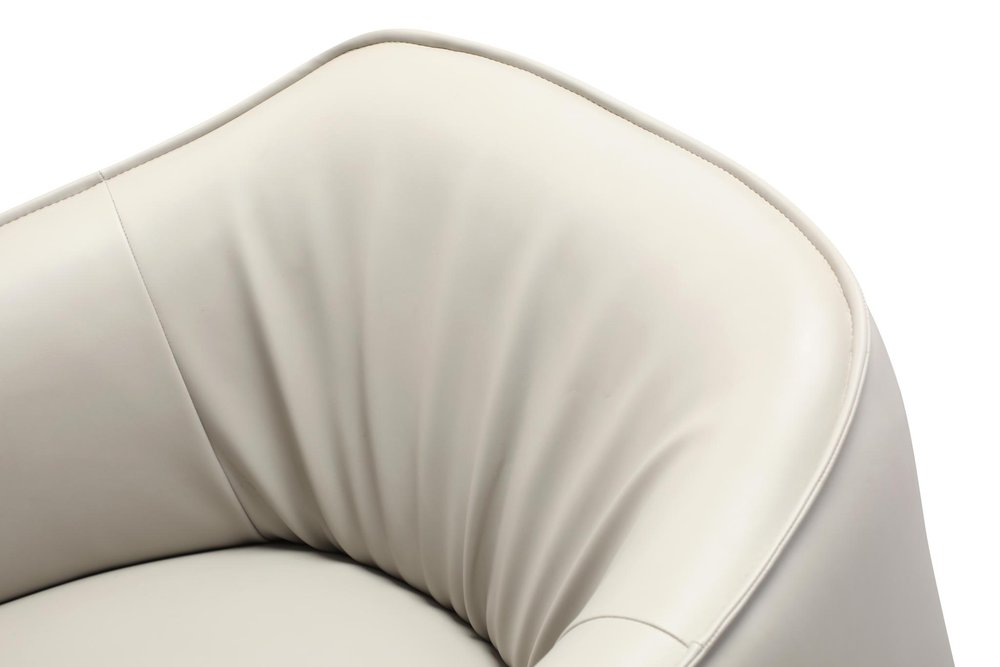 32" Light Gray and Black Faux Leather and Steel Arm Chair