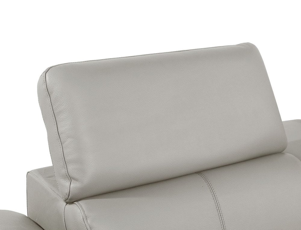 103" Dark Gray Top Grain Leather Reclining Metal USB Sofa