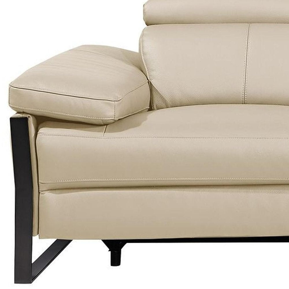 103" Dark Gray Top Grain Leather Reclining Metal USB Sofa
