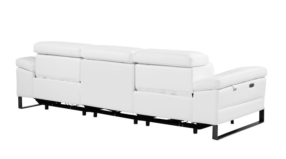 103" Dark Gray Top Grain Leather Reclining Metal USB Sofa