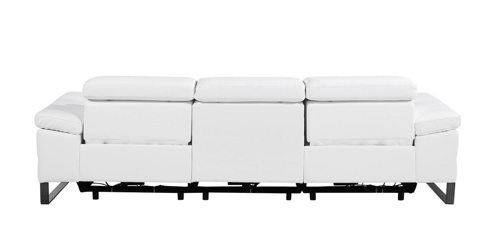 103" Dark Gray Top Grain Leather Reclining Metal USB Sofa