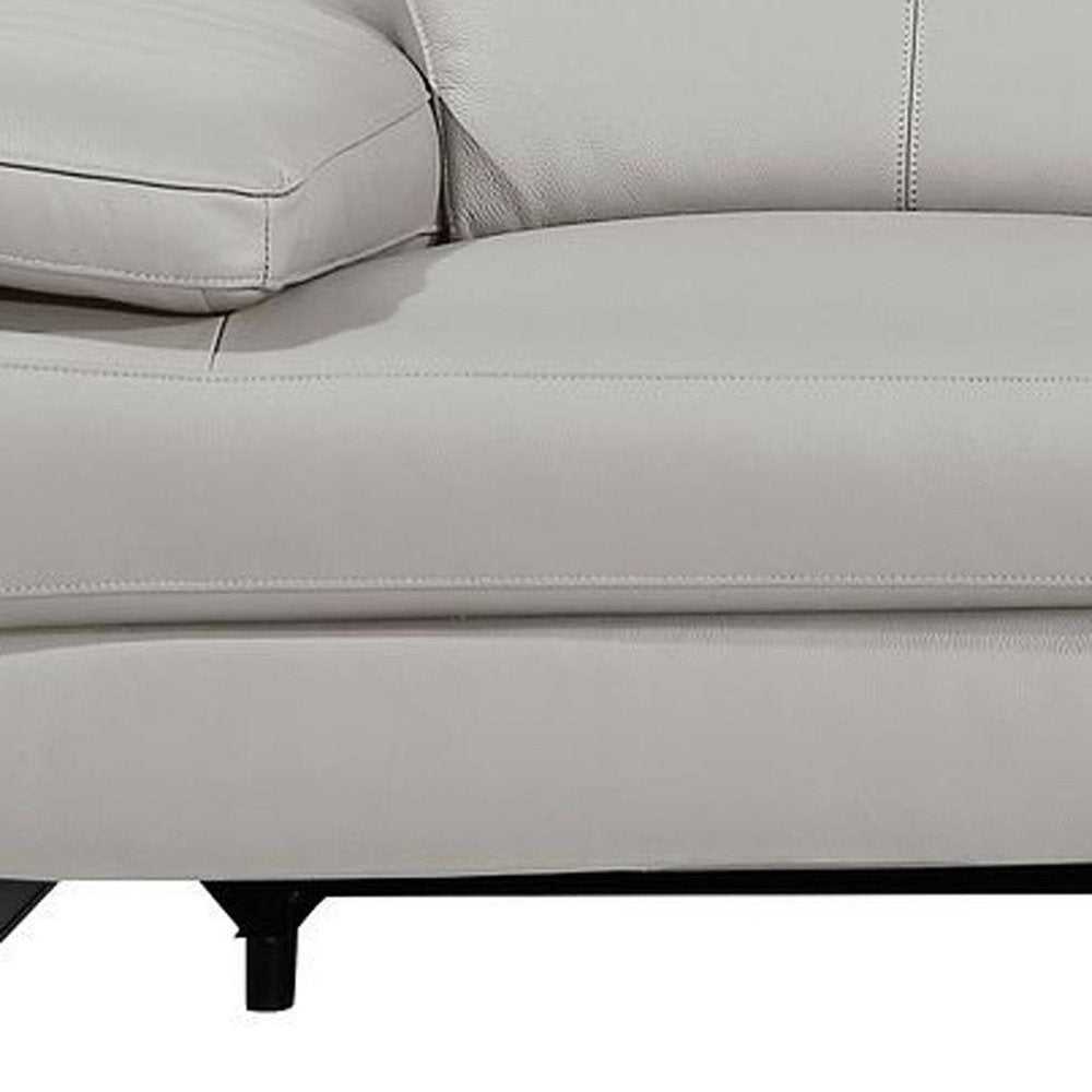103" Dark Gray Top Grain Leather Reclining Metal USB Sofa