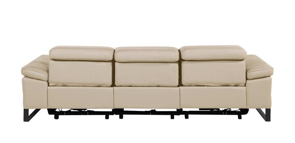 103" Dark Gray Top Grain Leather Reclining Metal USB Sofa