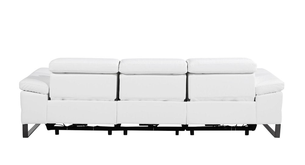 103" Dark Gray Top Grain Leather Reclining Metal USB Sofa