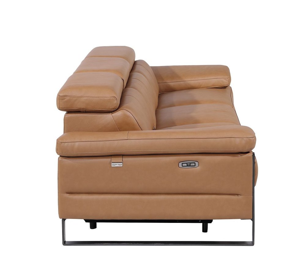 103" Dark Gray Top Grain Leather Reclining Metal USB Sofa