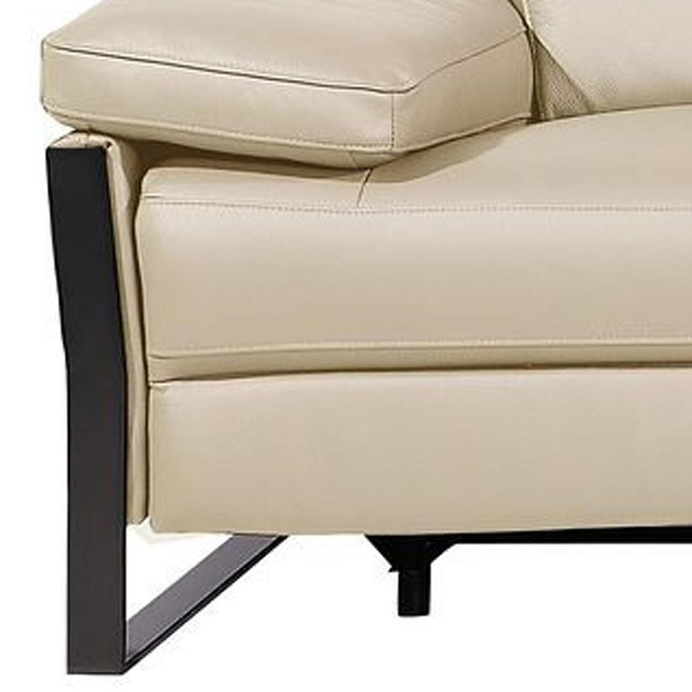 129" Dark Gray Top Grain Leather Reclining Metal USB Sofa