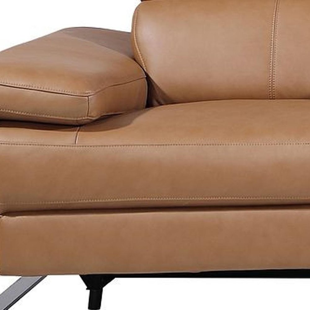 129" Dark Gray Top Grain Leather Reclining Metal USB Sofa