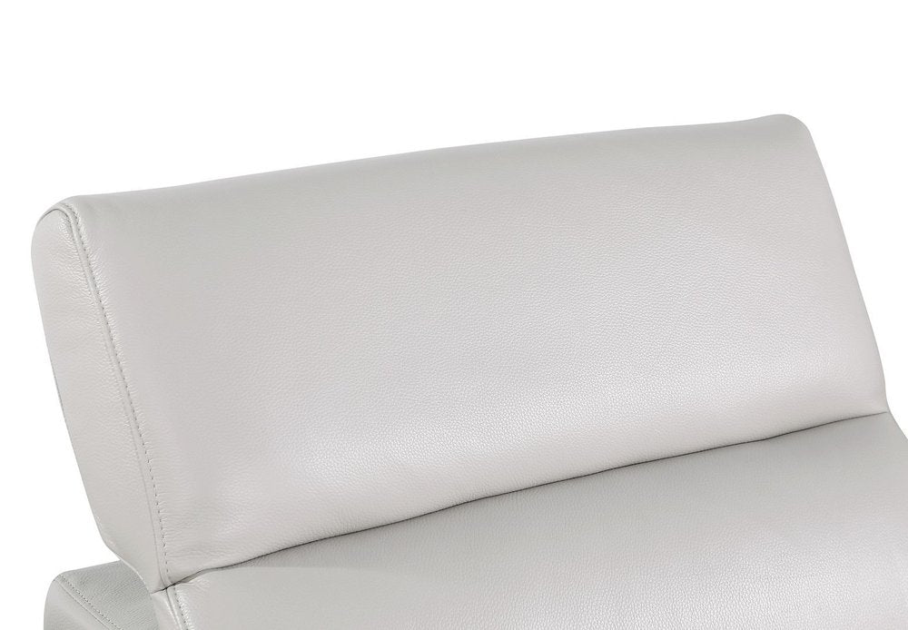 100" Beige Top Grain Leather Reclining Metal USB Sofa