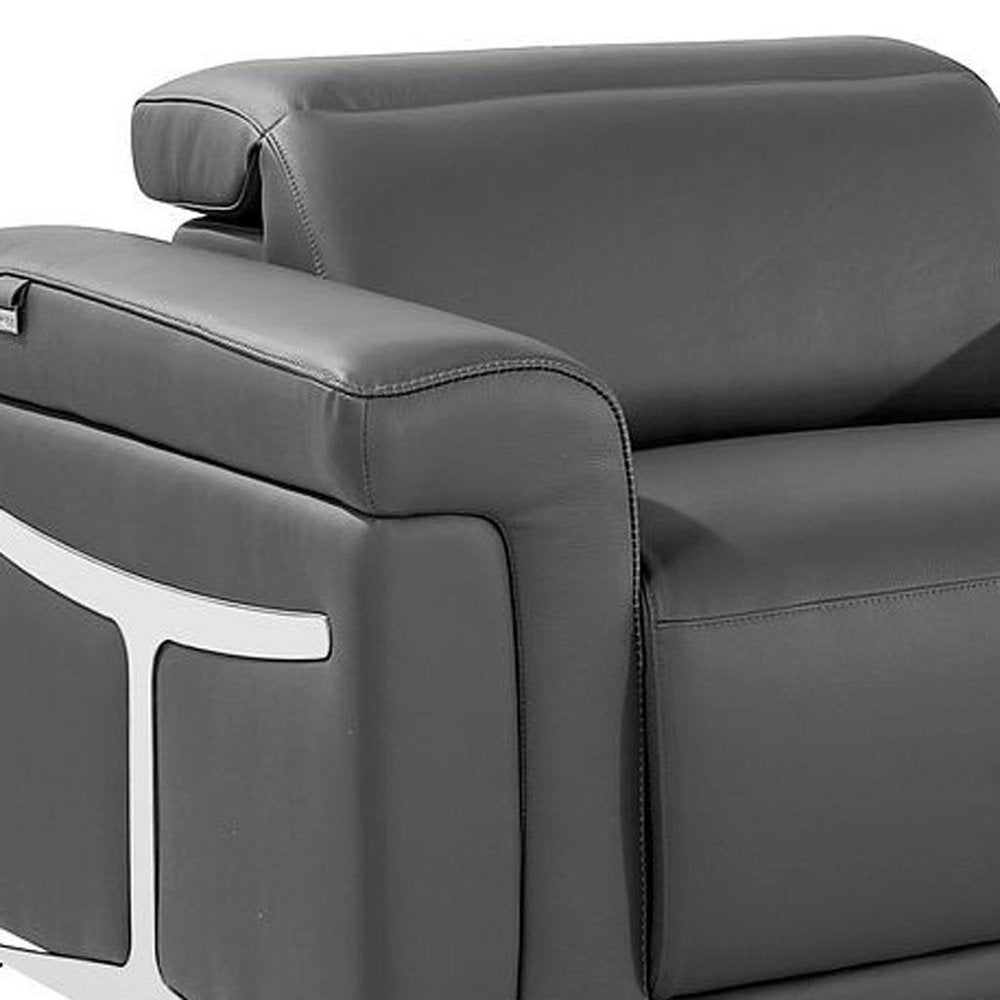 166" Beige Top Grain Leather Reclining Metal USB Sofa