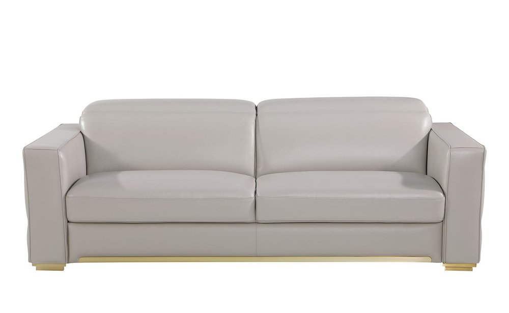 89" Dark Gray Top Grain Leather Reclining Solid Wood Sofa