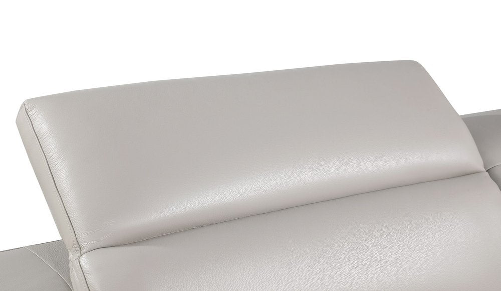 89" Dark Gray Top Grain Leather Reclining Solid Wood Sofa