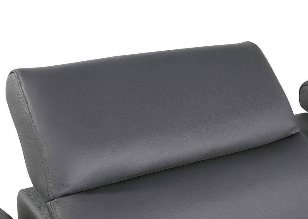 100" Beige Top Grain Leather Reclining Metal USB Sofa