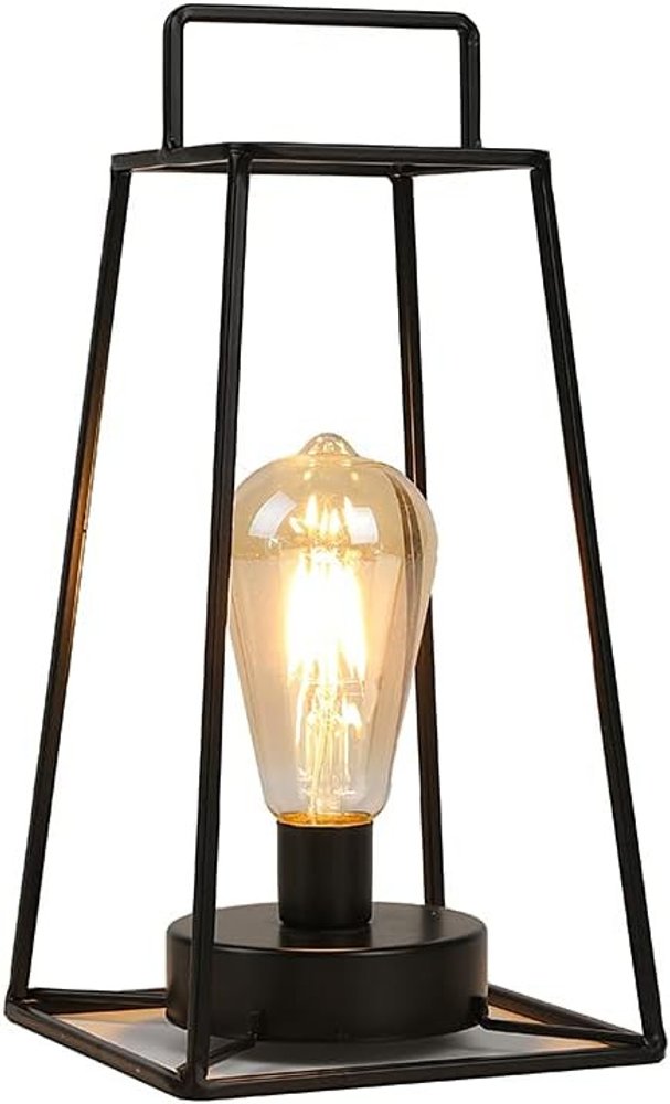 12" Black Geometric Novelty Lantern With Novelty Shade