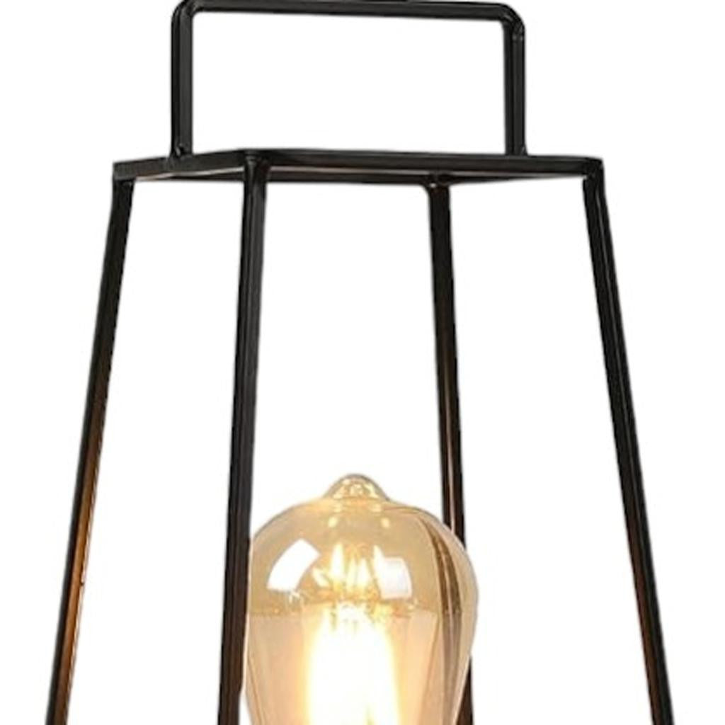 12" Black Geometric Novelty Lantern With Novelty Shade