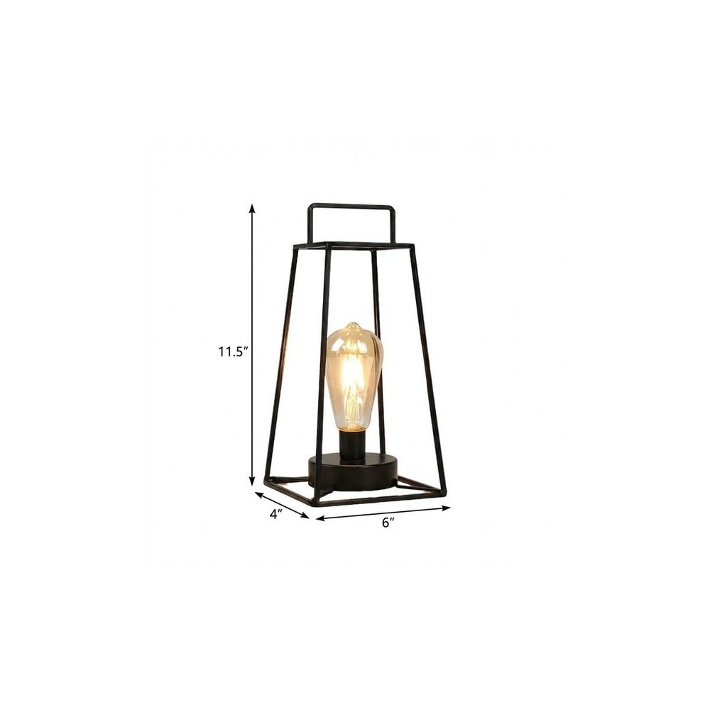 12" Black Geometric Novelty Lantern With Novelty Shade