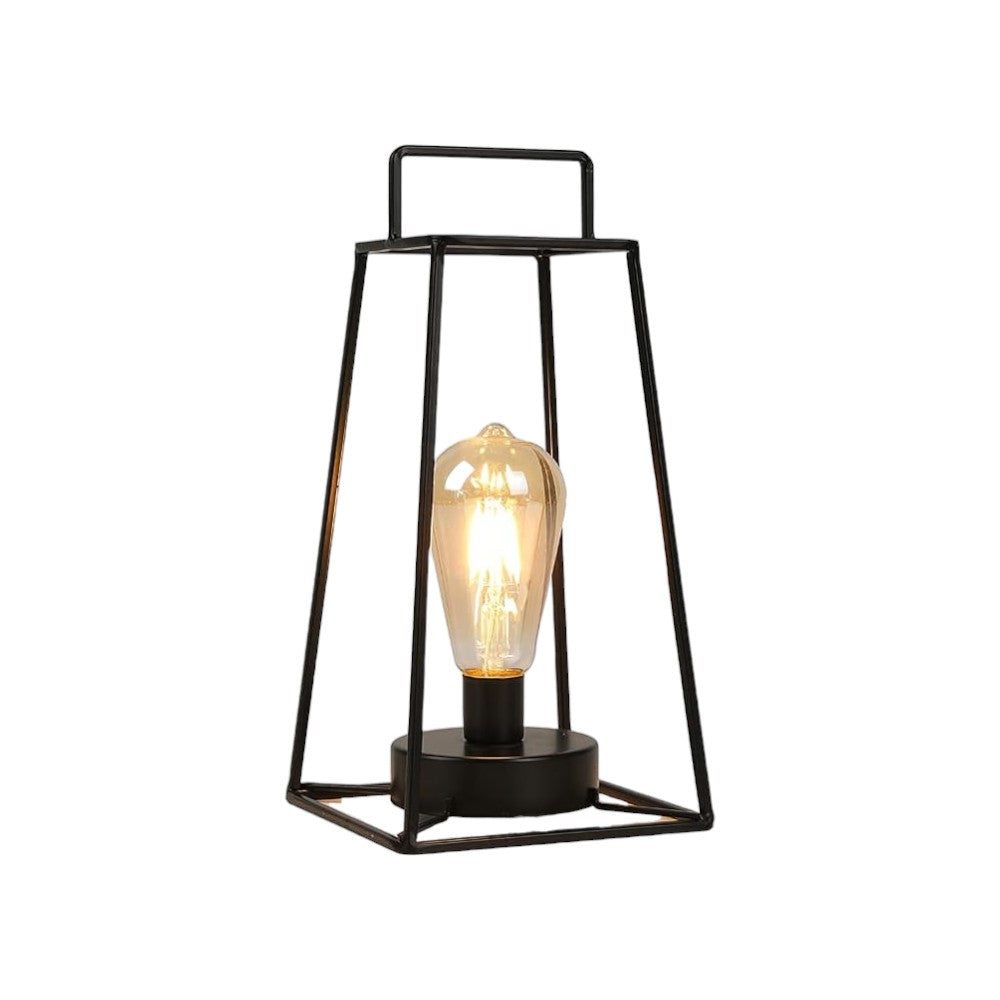 12" Black Geometric Novelty Lantern With Novelty Shade