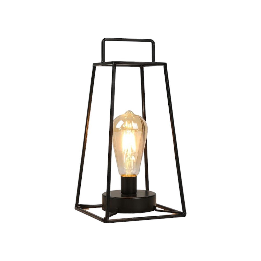 12" Black Geometric Novelty Lantern With Novelty Shade