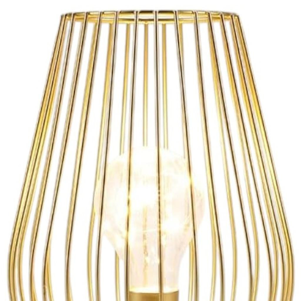 8" Gold Geometric Novelty Lantern With Novelty Shade